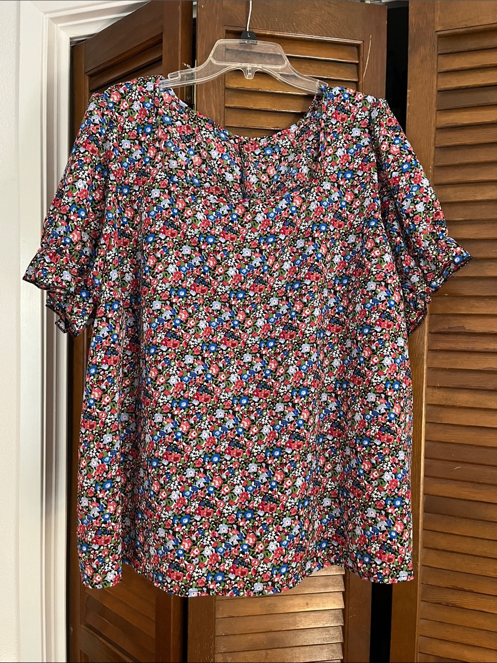 SHEIN Floral Print Short Sleeve Blouse